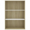 Bücherregal 3 Fächer Weiß Sonoma-Eiche 80x30x114 Holzwerkstoff