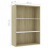 Bücherregal 3 Fächer Weiß Sonoma-Eiche 80x30x114 Holzwerkstoff