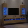 TV-Schränke mit LED-Leuchten 2 Stk. Sonoma-Eiche 30,5x30x90 cm