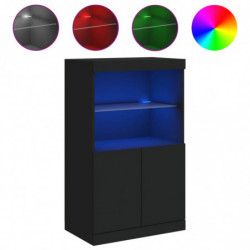 Sideboard mit LED-Leuchten Schwarz 60,5x37x100 cm