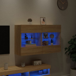 TV-Wandschrank mit LED-Leuchten Sonoma-Eiche 98,5x30x60,5 cm
