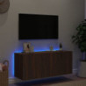 TV-Wandschrank mit LED-Leuchten Braun Eichen-Optik 100x35x41 cm