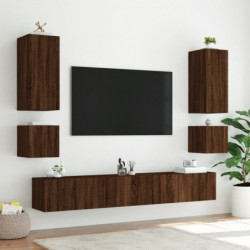 TV-Wandschrank mit LED-Leuchten Braun Eichen-Optik 100x35x41 cm