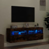 TV-Wandschränke mit LED-Leuchten 2 Stk. Räuchereiche 60x30x40cm