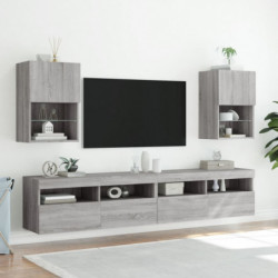 TV-Schränke mit LED-Leuchten 2 Stk. Grau Sonoma 40,5x30x60 cm