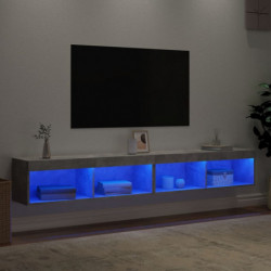 TV-Schränke mit LED-Leuchten 2 Stk. Betongrau 100x30x30 cm