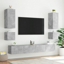 TV-Wandschrank mit LED-Leuchten Betongrau 100x35x41 cm