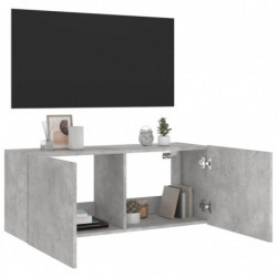 TV-Wandschrank mit LED-Leuchten Betongrau 100x35x41 cm