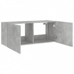 TV-Wandschrank mit LED-Leuchten Betongrau 100x35x41 cm