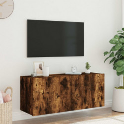TV-Wandschrank mit LED-Leuchten Räuchereiche 100x35x41 cm