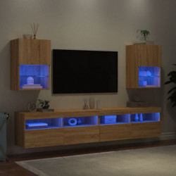 TV-Schränke mit LED-Leuchten 2 Stk. Sonoma-Eiche 40,5x30x60 cm