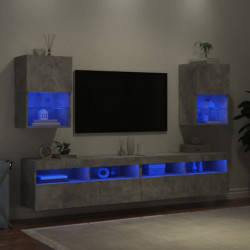 TV-Schränke mit LED-Leuchten 2 Stk. Betongrau 40,5x30x60 cm