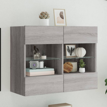 TV-Wandschrank mit LED-Leuchten Grau Sonoma 78,5x30x60,5 cm