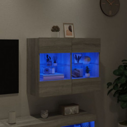 TV-Wandschrank mit LED-Leuchten Grau Sonoma 78,5x30x60,5 cm