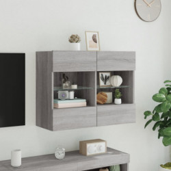 TV-Wandschrank mit LED-Leuchten Grau Sonoma 78,5x30x60,5 cm