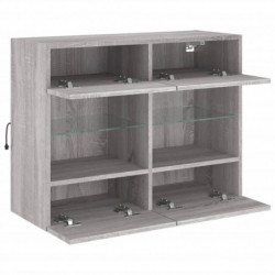 TV-Wandschrank mit LED-Leuchten Grau Sonoma 78,5x30x60,5 cm