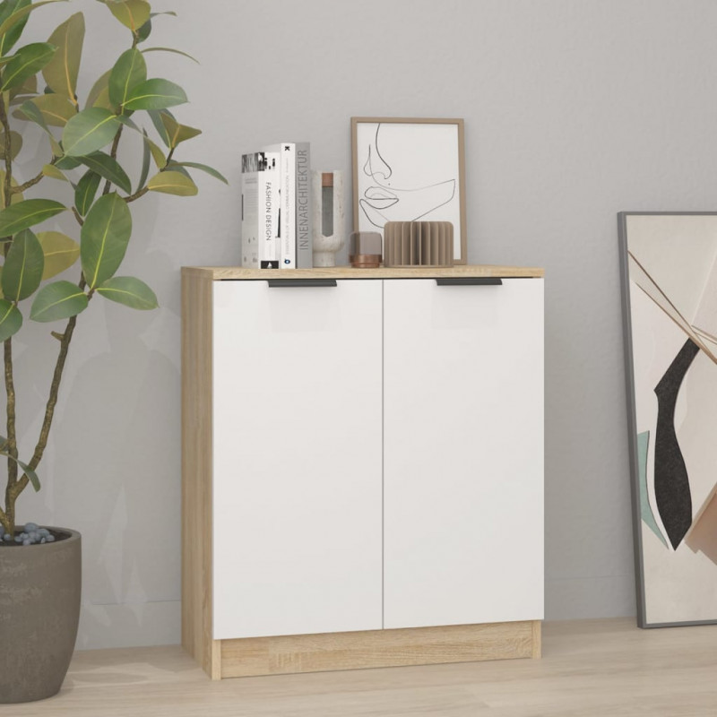 Sideboard Weiß & Sonoma-Eiche 60x30x70 cm Holzwerkstoff