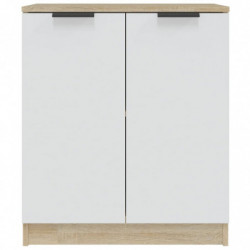 Sideboard Weiß & Sonoma-Eiche 60x30x70 cm Holzwerkstoff