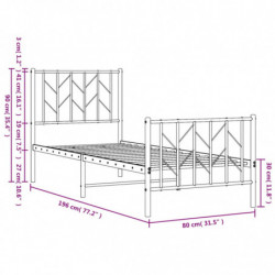 Bettgestell mit Kopf- und Fußteil Metall Schwarz 75x190 cm