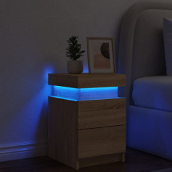 Nachttisch mit LED-Leuchten Sonoma-Eiche 35x39x55 cm