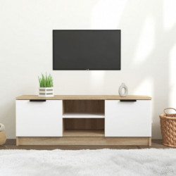 TV-Schrank Weiß und Sonoma-Eiche 102x35x36,5 cm Holzwerkstoff