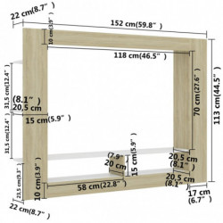 TV-Schrank Weiß und Sonoma-Eiche 152x22x113 cm Holzwerkstoff