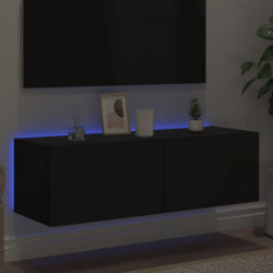TV-Wandschrank mit LED-Leuchten Schwarz 100x35x31 cm