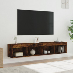 TV-Schränke mit LED-Leuchten 2 Stk. Räuchereiche 80x30x30 cm