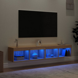 TV-Schränke mit LED-Leuchten 2 Stk. Sonoma-Eiche 80x30x30 cm