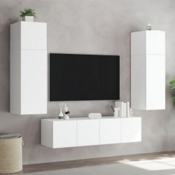 TV-Wandschrank mit LED-Leuchten Weiß 80x35x41 cm