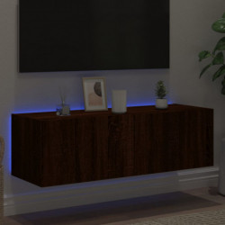TV-Wandschrank mit LED-Leuchten Braun Eichen-Optik 100x35x31 cm