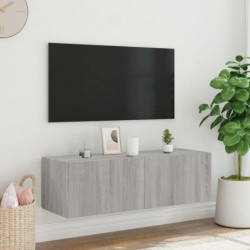 TV-Wandschrank mit LED-Leuchten Grau Sonoma 100x35x31 cm