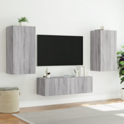 TV-Wandschrank mit LED-Leuchten Grau Sonoma 40,5x35x80 cm