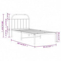 Bettgestell mit Kopfteil Metall Schwarz 80x200 cm