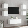 TV-Wandschränke mit LED-Leuchten 2 Stk. Weiß 30,5x35x30 cm