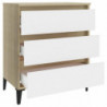 Sideboard Weiß und Sonoma-Eiche 60x35x69 cm Holzwerkstoff