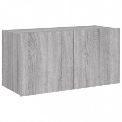 TV-Wandschrank mit LED-Leuchten Grau Sonoma 80x35x41 cm