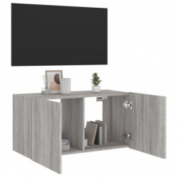 TV-Wandschrank mit LED-Leuchten Grau Sonoma 80x35x41 cm