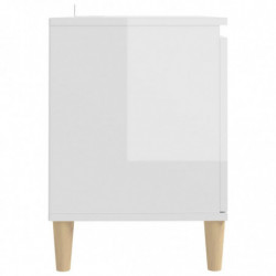 TV-Schrank mit Massivholz-Beinen Hochglanz-Weiß 103,5x35x50 cm