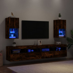 TV-Schränke mit LED-Leuchten 2 Stk. Räuchereiche 30,5x30x60 cm