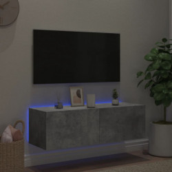 TV-Wandschrank mit LED-Leuchten Betongrau 100x35x31 cm