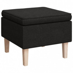 Hocker mit Holzbeinen Schwarz Stoff