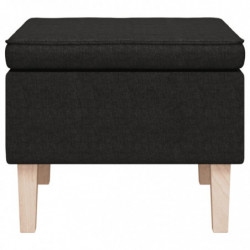 Hocker mit Holzbeinen Schwarz Stoff