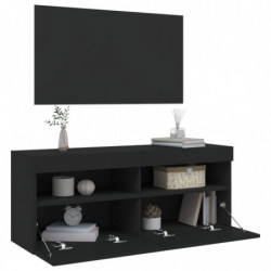 TV-Wandschrank mit LED-Leuchten Schwarz 100x30x40 cm