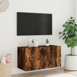 TV-Wandschrank mit LED-Leuchten Räuchereiche 80x35x41 cm