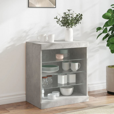 Sideboard mit LED-Leuchten Betongrau 60,5x37x67 cm