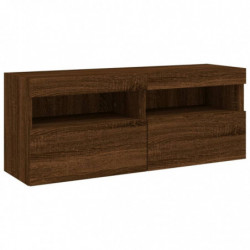 TV-Wandschrank mit LED-Leuchten Braun Eichen-Optik 100x30x40 cm