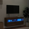 TV-Wandschrank mit LED-Leuchten Braun Eichen-Optik 100x30x40 cm