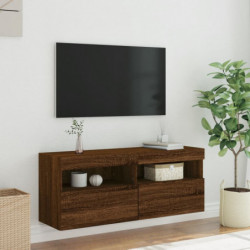 TV-Wandschrank mit LED-Leuchten Braun Eichen-Optik 100x30x40 cm