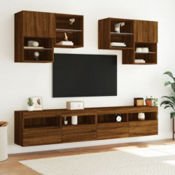 TV-Wandschrank mit LED-Leuchten Braun Eichen-Optik 100x30x40 cm